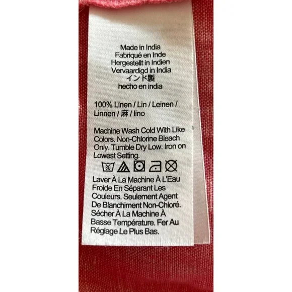 J Crew V-back Linen Top Blouse Pink Puff Short Sleeves Back Tie Button Front- 14 - Picture 12 of 12